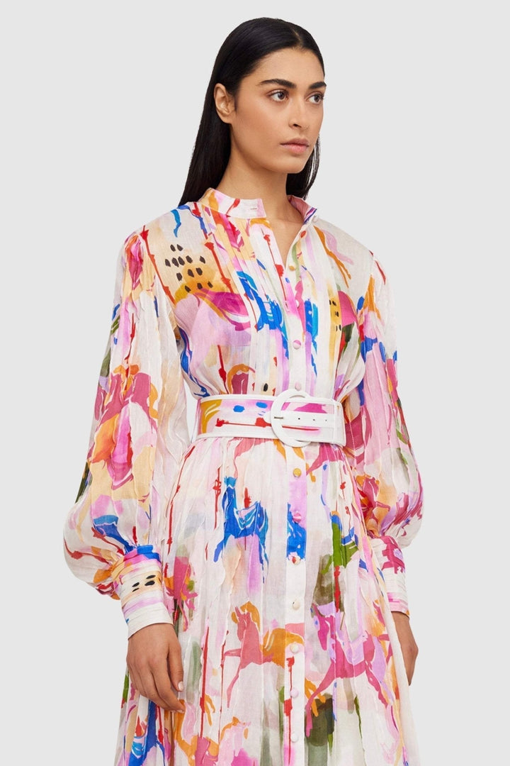 Rhoda Baskılı Kuşaklı Katlı Maxi Elbise