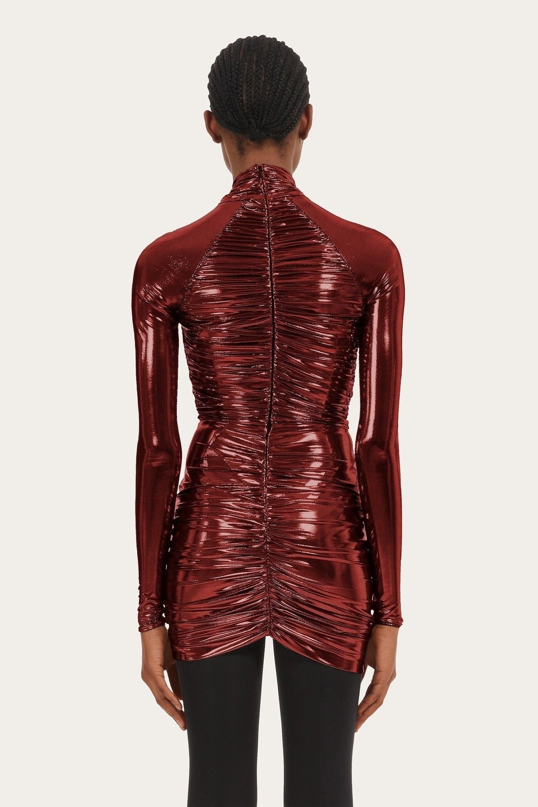 Riva Metalik Büzgülü Çözgülü Mini Elbise