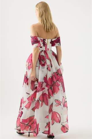 Riva Düşük Omuz Korse Uzun Elbise