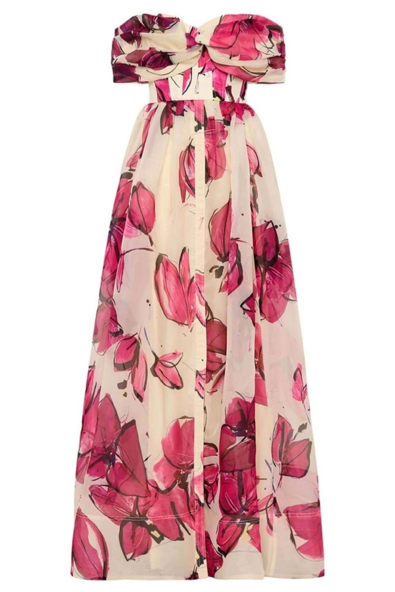 Riva Düşük Omuz Korse Uzun Elbise