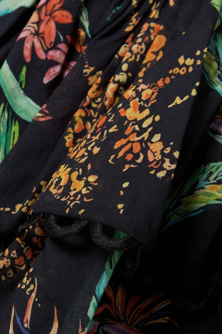 Pembe Büzgülü Baskılı Mini Elbise