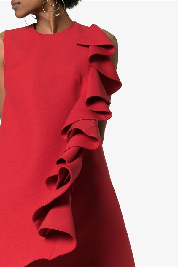 Clara Fırfırlı Kolsuz Mini Elbise