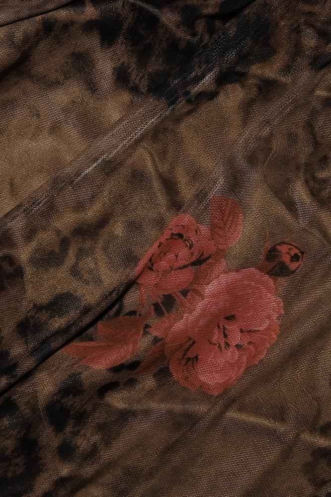 Ruth Baskılı Korse Büzgülü File Midi Elbise