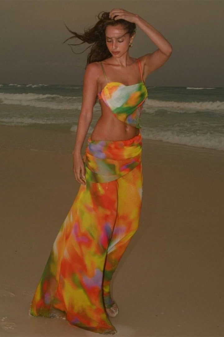 Ruth Baskılı Cut-Out Maxi Elbise