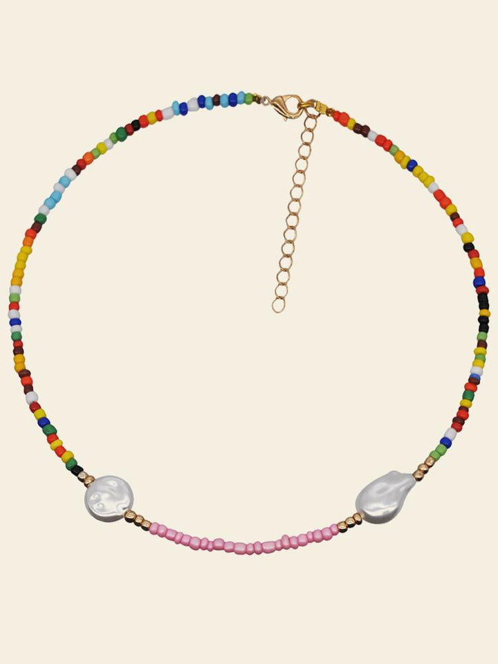 Sally Gökkuşağı Darı Boncuklu İnci Kolye Seti