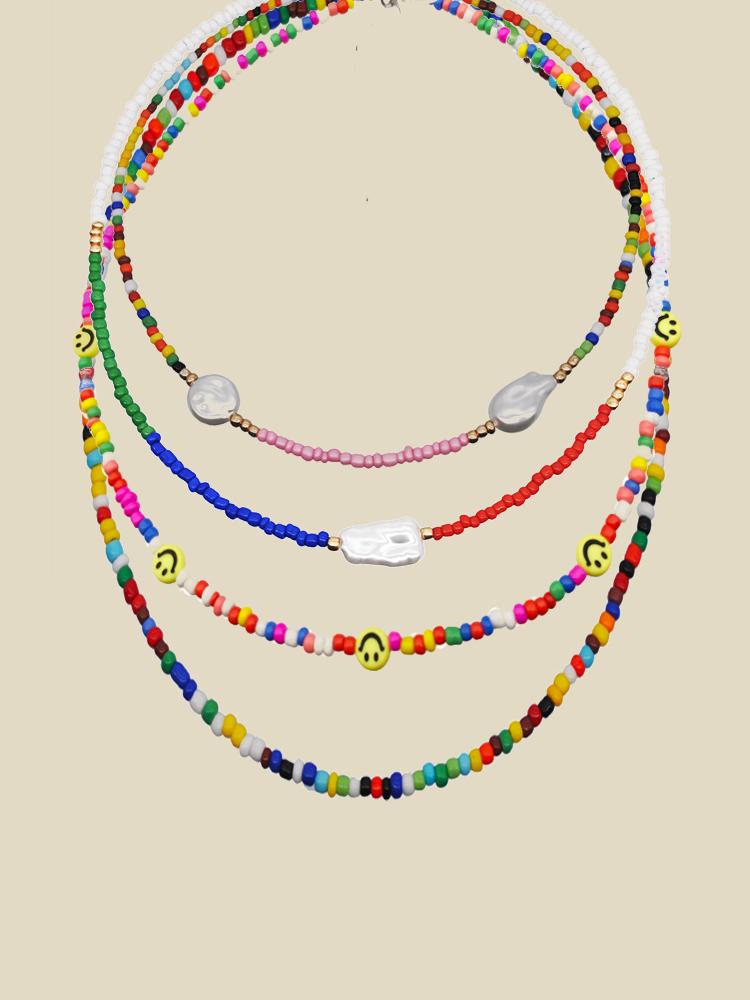 Sally Gökkuşağı Darı Boncuklu İnci Kolye Seti