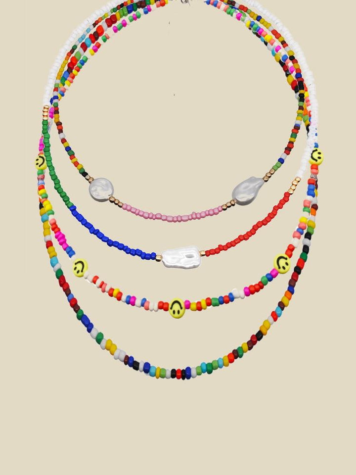 Sally Gökkuşağı Darı Boncuklu İnci Kolye Seti