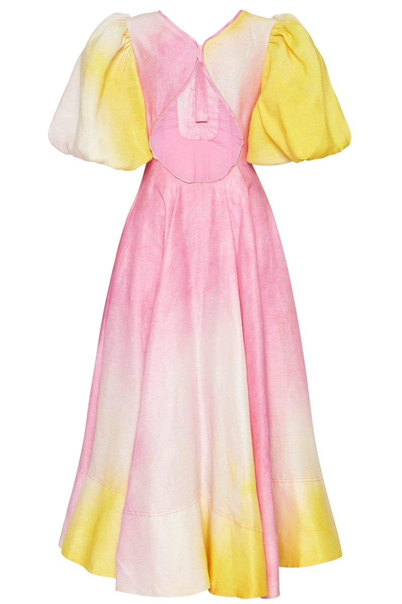 Salome Puf Kol V Yaka Midi Elbise