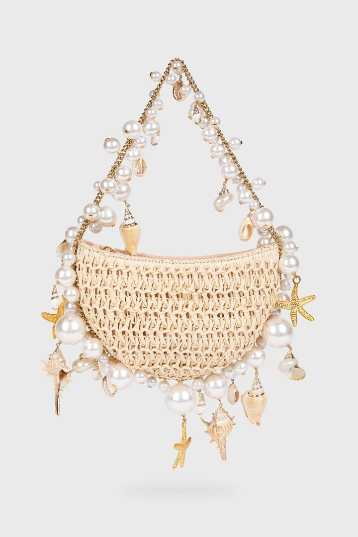 Sea Wonder İnci Hasır Hobo Çanta