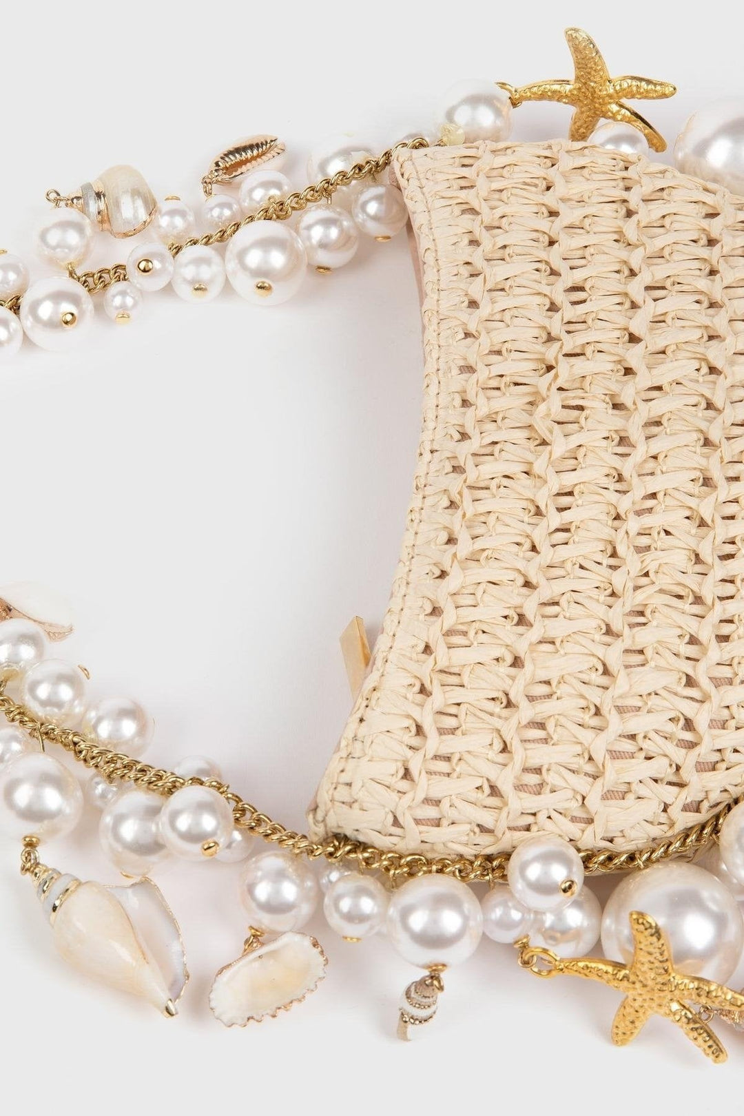 Sea Wonder İnci Hasır Hobo Çanta