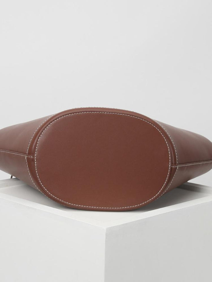 Simona Deri Bambu Saplı Bağcıklı Kova Çanta