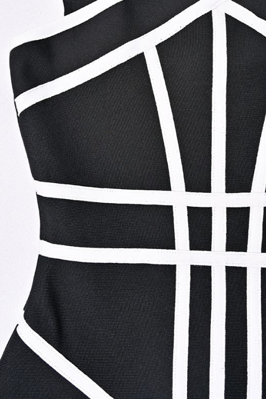 Myrna Çapraz Askılı Blok Renk Midi Yırtmaçlı Elbise