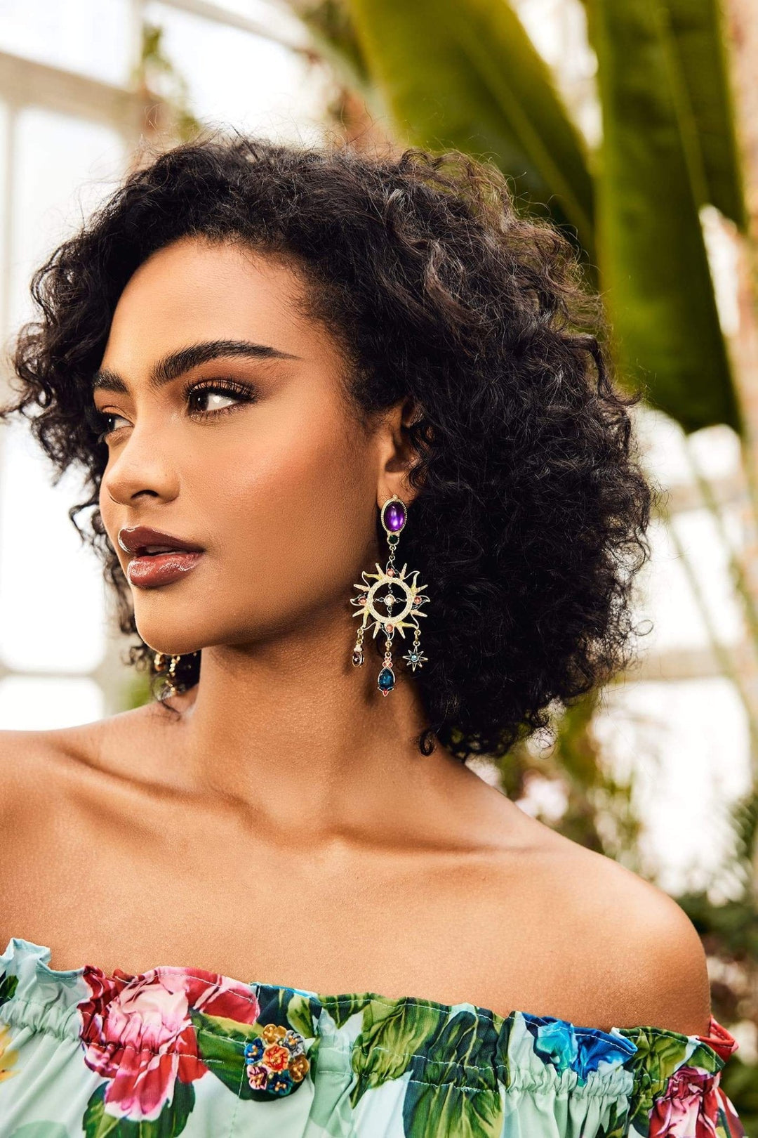 Güneş Ve Ay Asimetrik Uzun Sallantılı Küpe