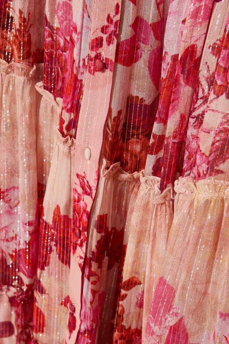 Sylvia Çiçekli Uzun Kollu Uzun Elbise