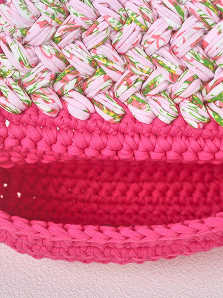 Tara Kontrast Renk Dokuma Püsküllü Kapaklı Çanta