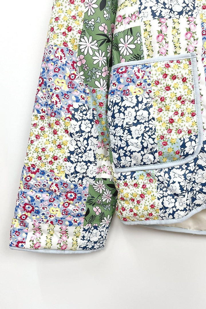Teagan Patchwork Çiçek Desenli Kapitone Şişme Ceket