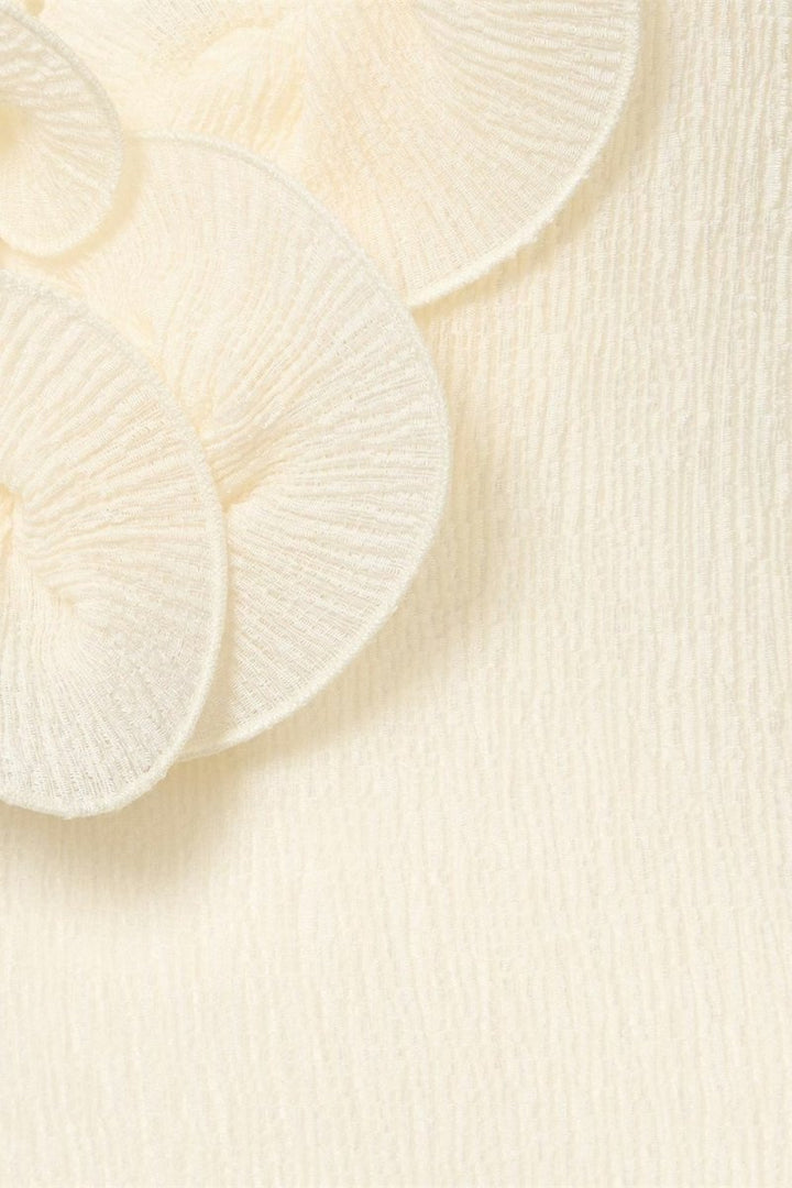 Trista Çiçekli V Yaka Polyester Uzun Yırtmaçlı Elbise