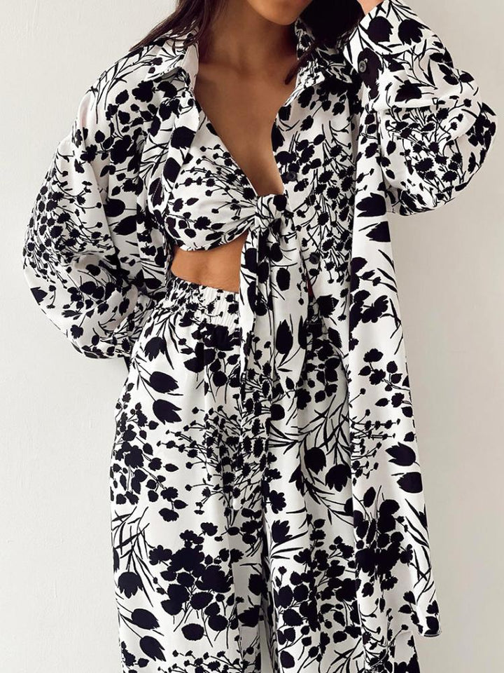 Trivia Baskılı Üç Parça Salon Takımı