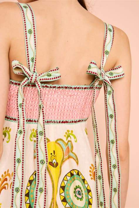 Una Grafik Desenli Kolsuz Midi Elbise