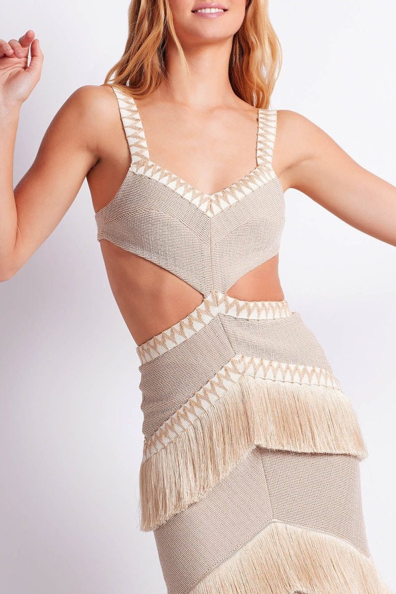 Valentina Kesik Püsküllü Örgü Maxi Elbise