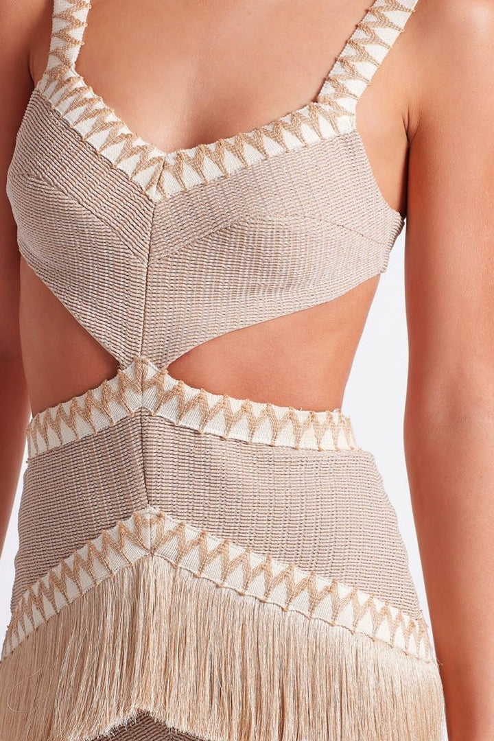 Valentina Kesik Püsküllü Örgü Maxi Elbise