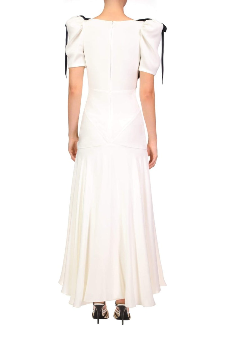 Valentina Puf Kol Fiyonklu Maxi Elbise