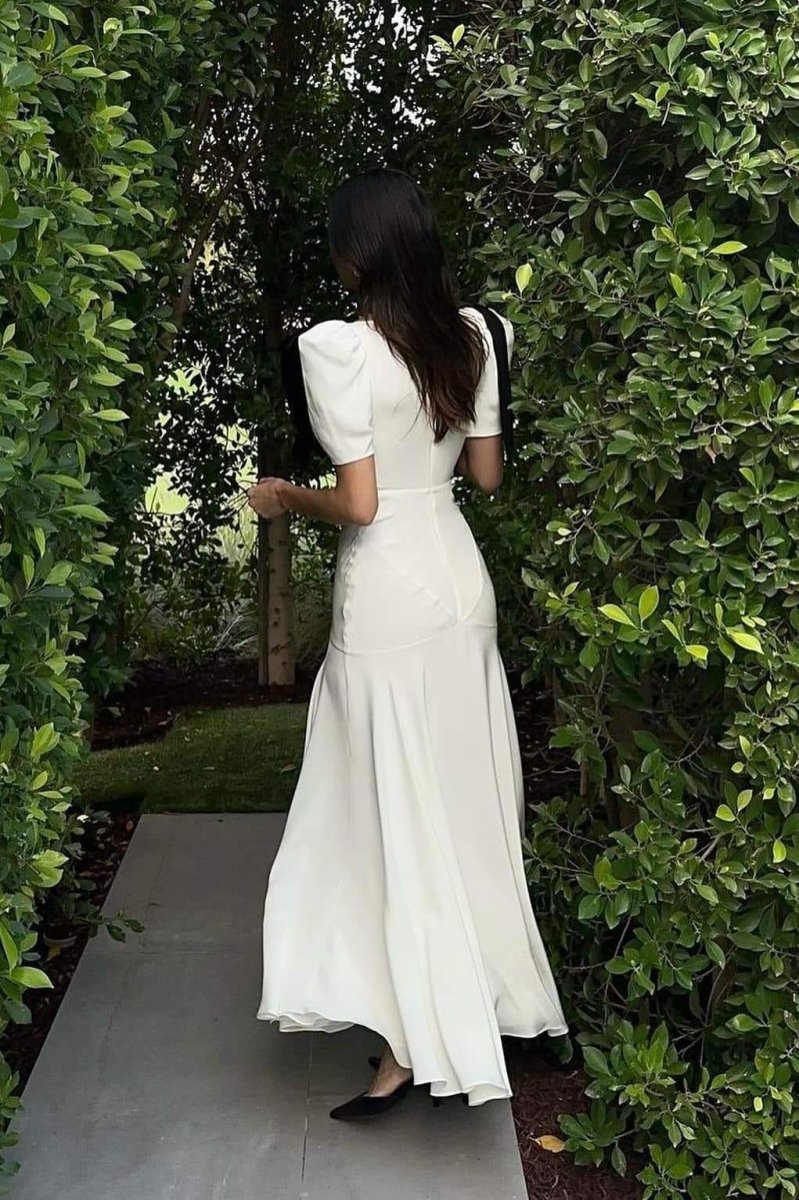 Valentina Puf Kol Fiyonklu Maxi Elbise