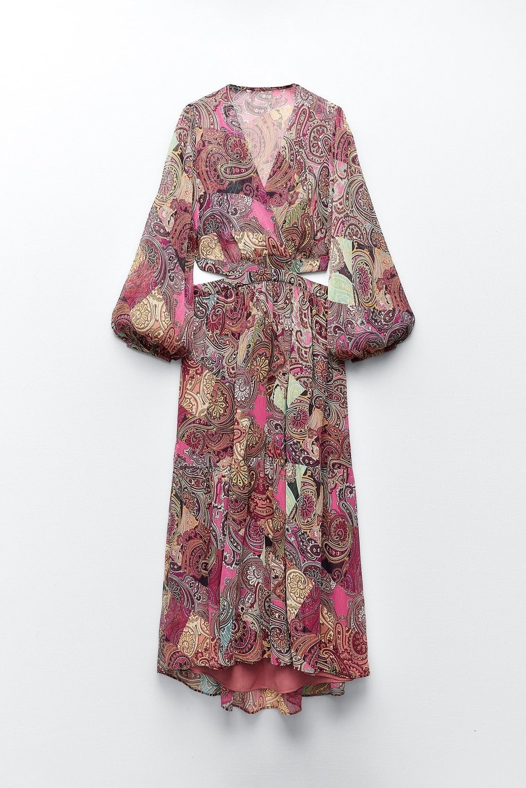 Valerie Baskılı Cut-Out Flare Maxi Elbise