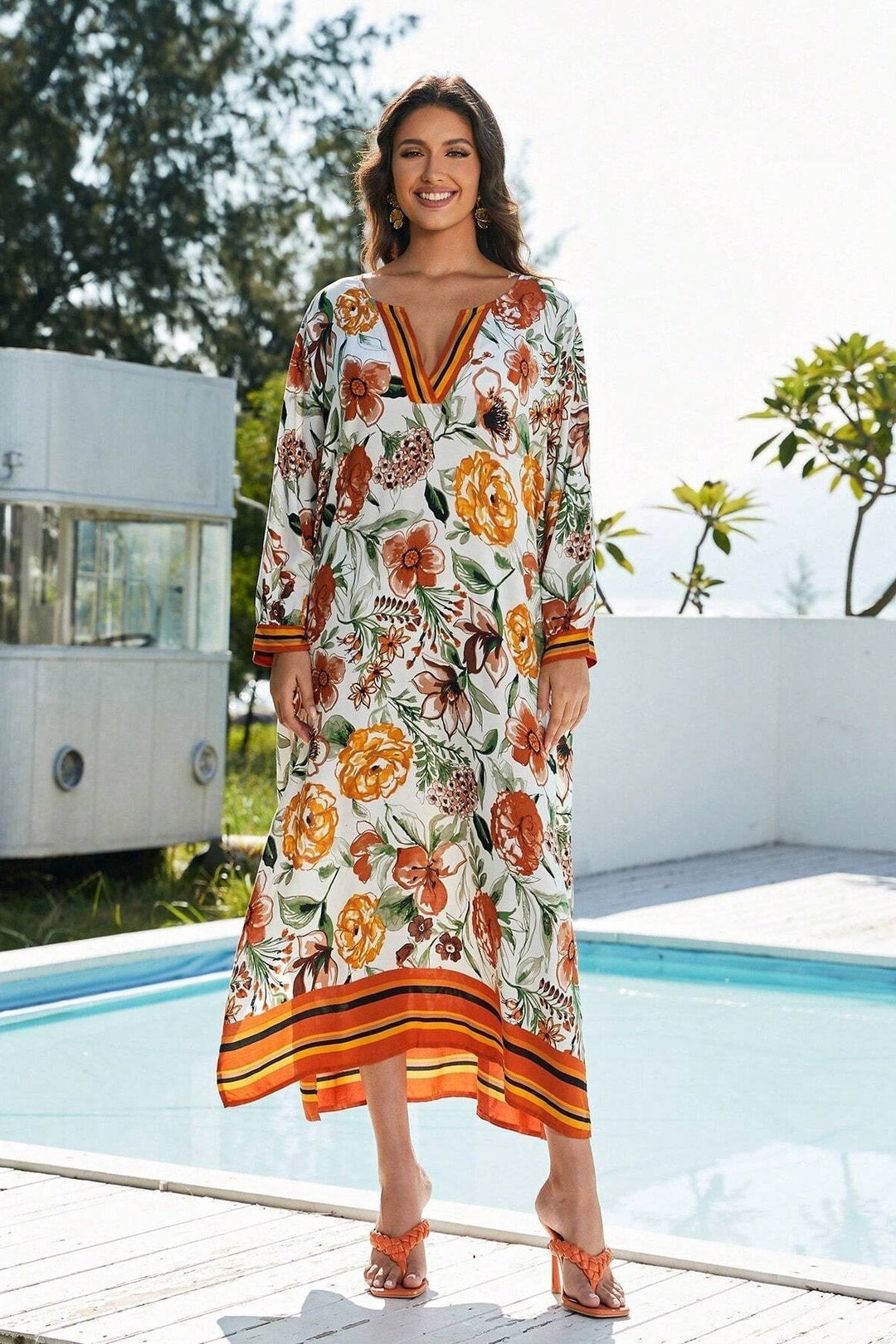 Vera Çiçek Baskılı Maxi Kaftan