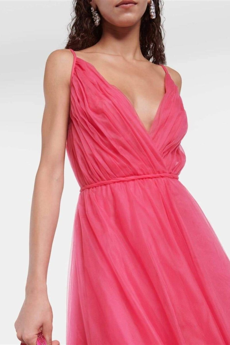 Veromca Pelerinli V Yaka Maxi Slip Elbise