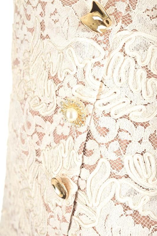 Veronica Çiçekli Dantel Mini Yırtmaçlı Elbise