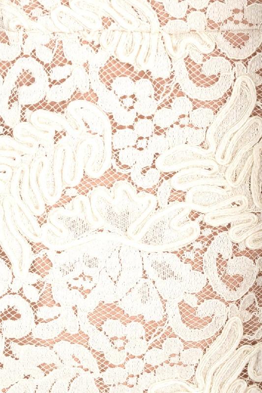 Veronica Çiçekli Dantel Mini Yırtmaçlı Elbise