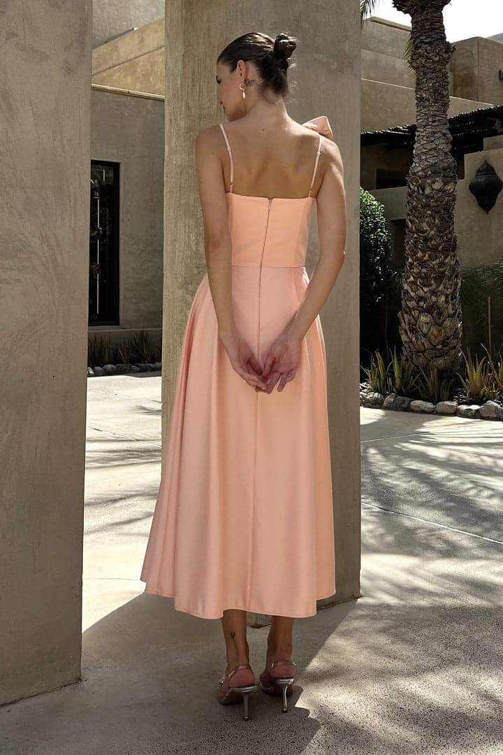 Veronica Çiçek Detaylı Korse Midi Slip Elbise