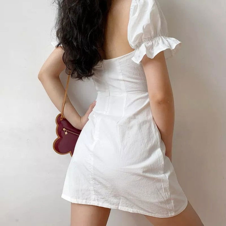 Karpuz Kol Göğüs Detaylı Mini Elbise