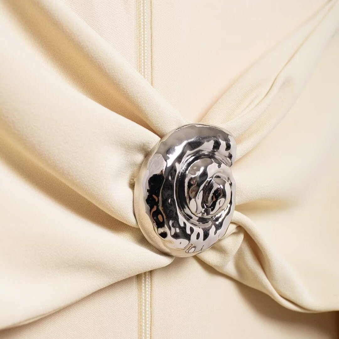 Riviera Göğüs Çift Metal Detay Uzun Elbise