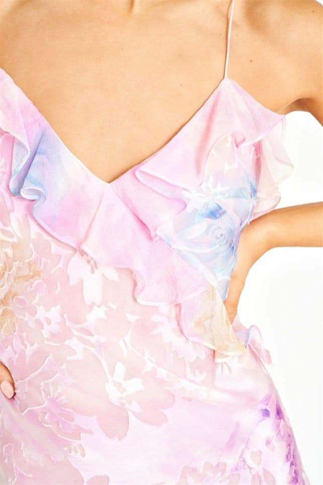 Virginia Çiçekli Fırfırlı Maxi Slip Elbise