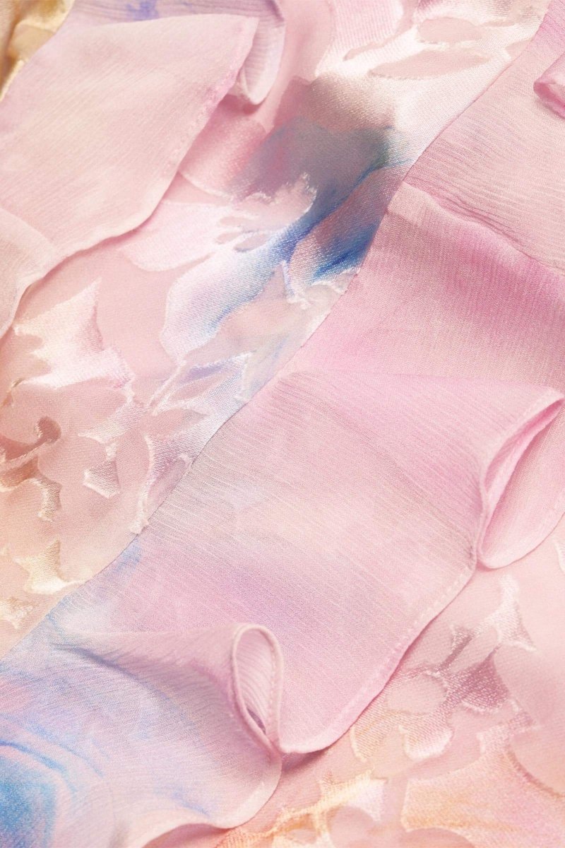 Virginia Çiçekli Fırfırlı Maxi Slip Elbise