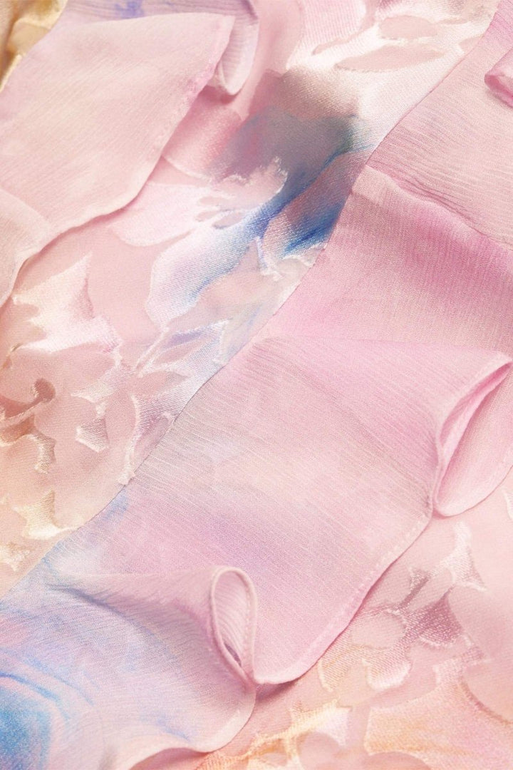 Virginia Çiçekli Fırfırlı Maxi Slip Elbise