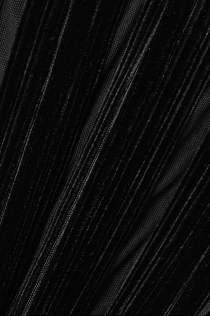 Novia Boyundan Bağlamalı Cut-Out Kadife Maxi Elbise