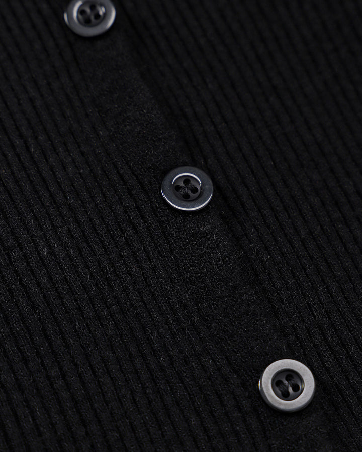 Siyah Fitilli Örgü Slim Hırka