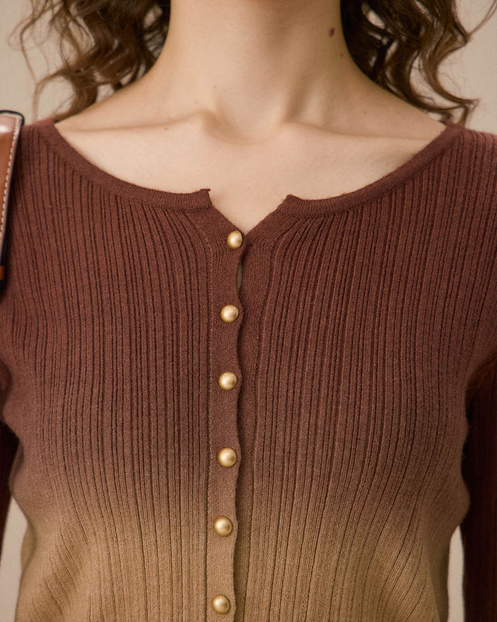 Kiremit Kırmızı Tie Dye Yuvarlak Yaka Hırka