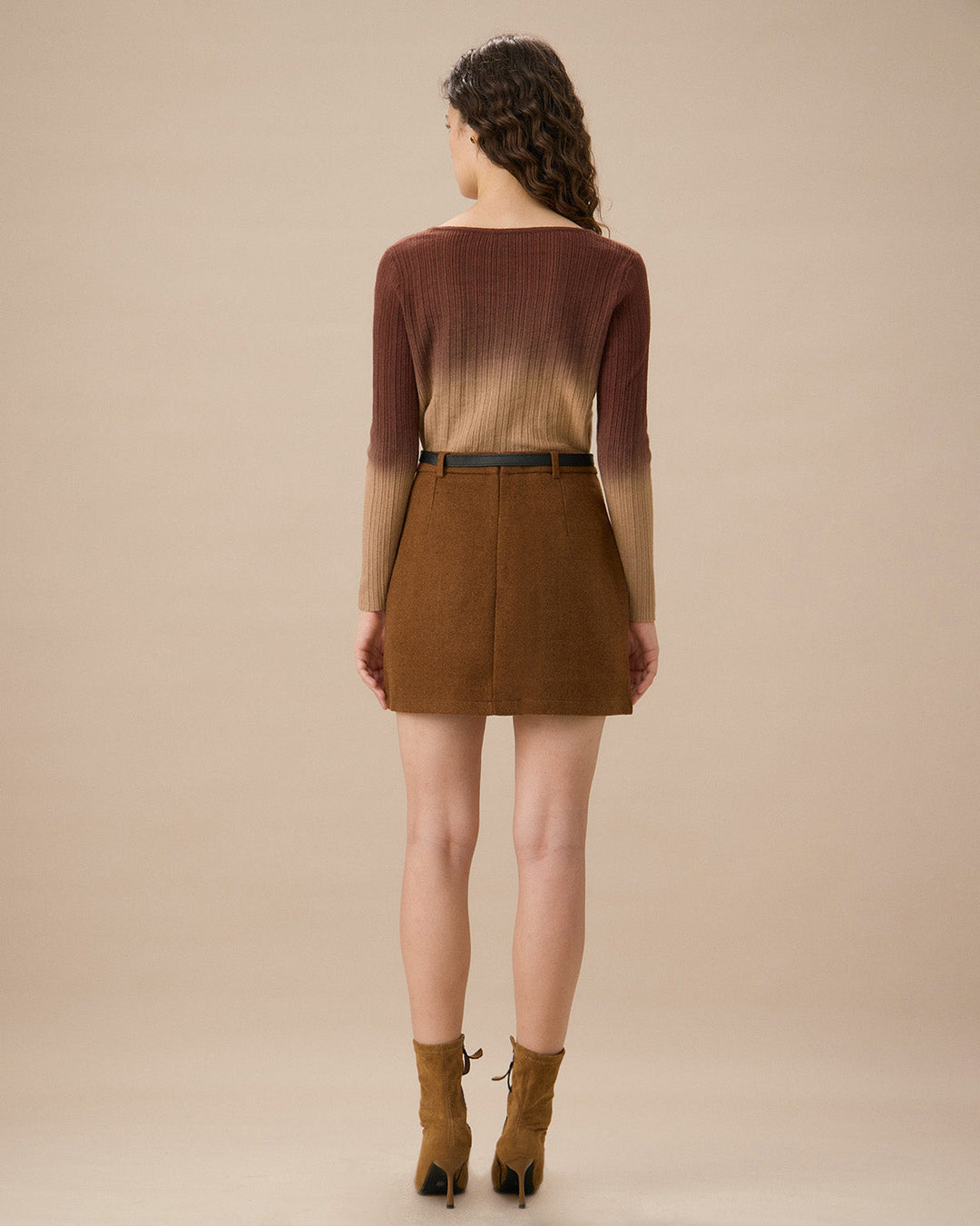 Kiremit Kırmızı Tie Dye Yuvarlak Yaka Hırka