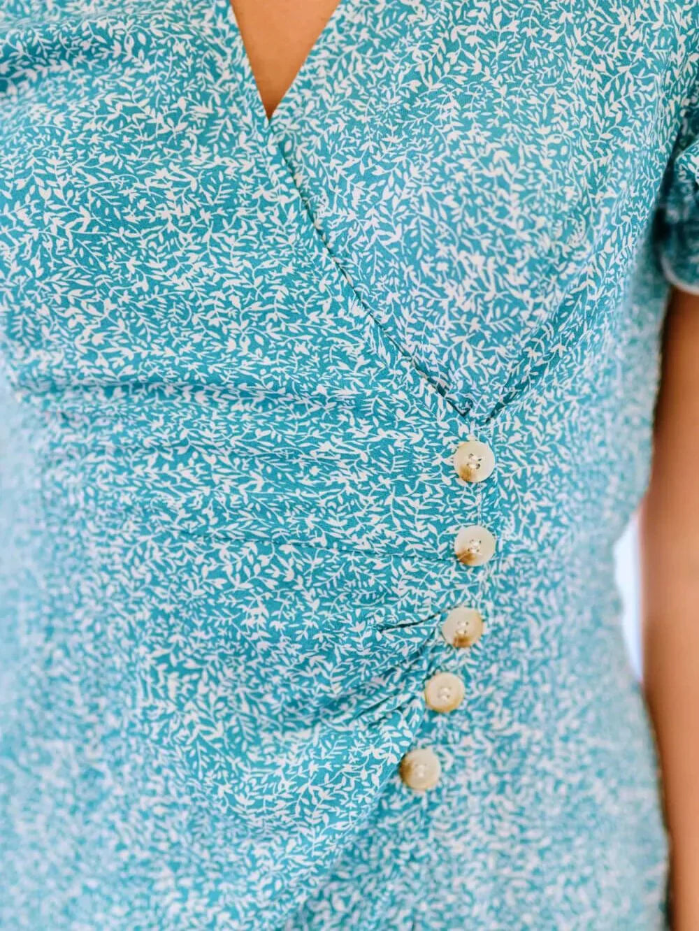 Puf Kollu Faux Wrap Midi Elbise