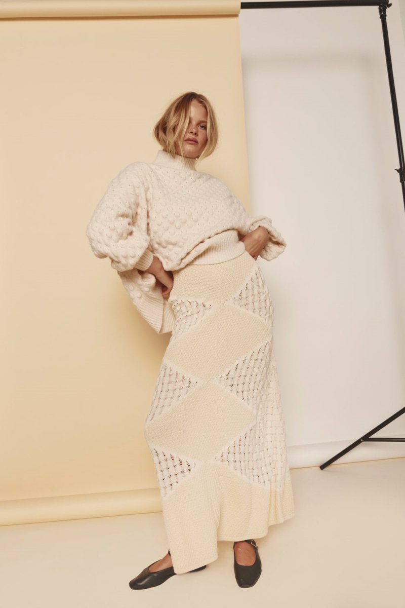 Yetta Oymalı Örgü Maxi Elbise