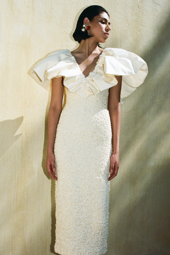 Darina Fırfır Dokulu Midi Elbise