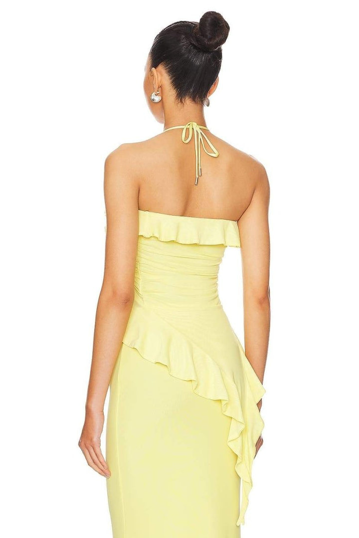 Zona Asimetrik Fırfırlı Boyundan Bağlamalı Takım