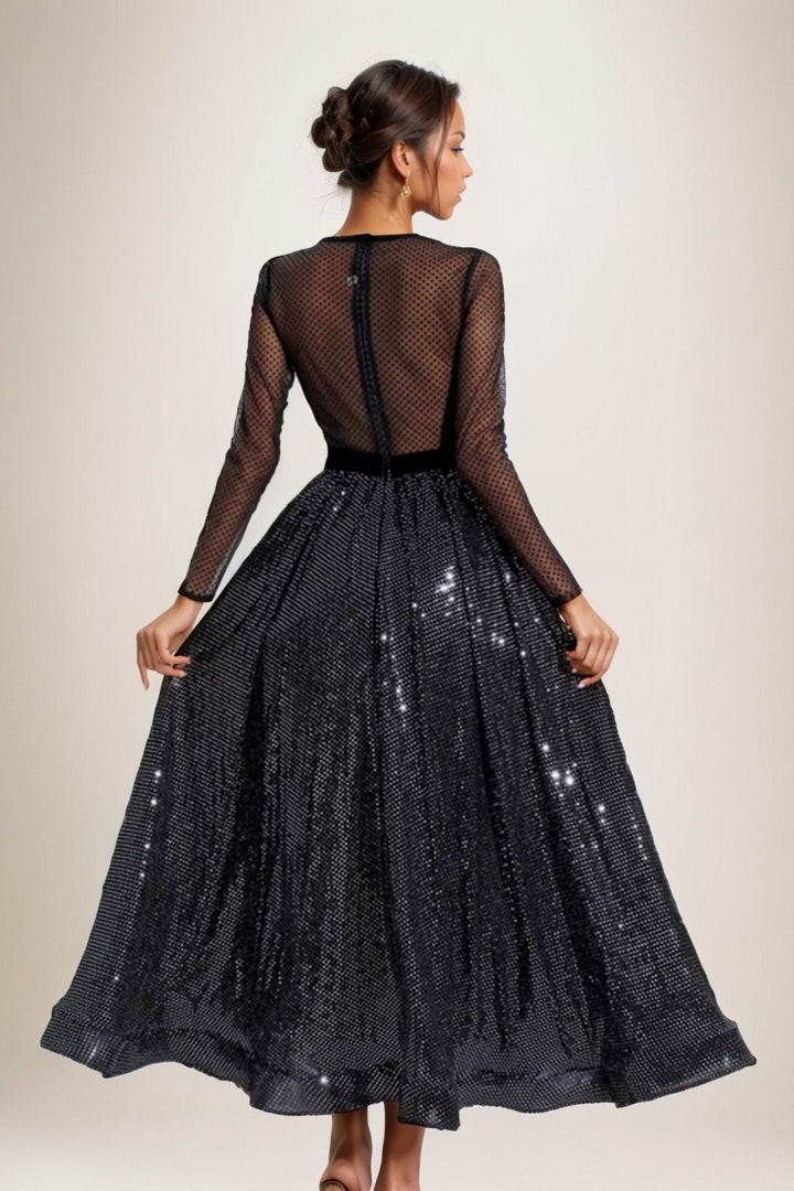 Zona Çiçek İşlemeli File Midi Elbise